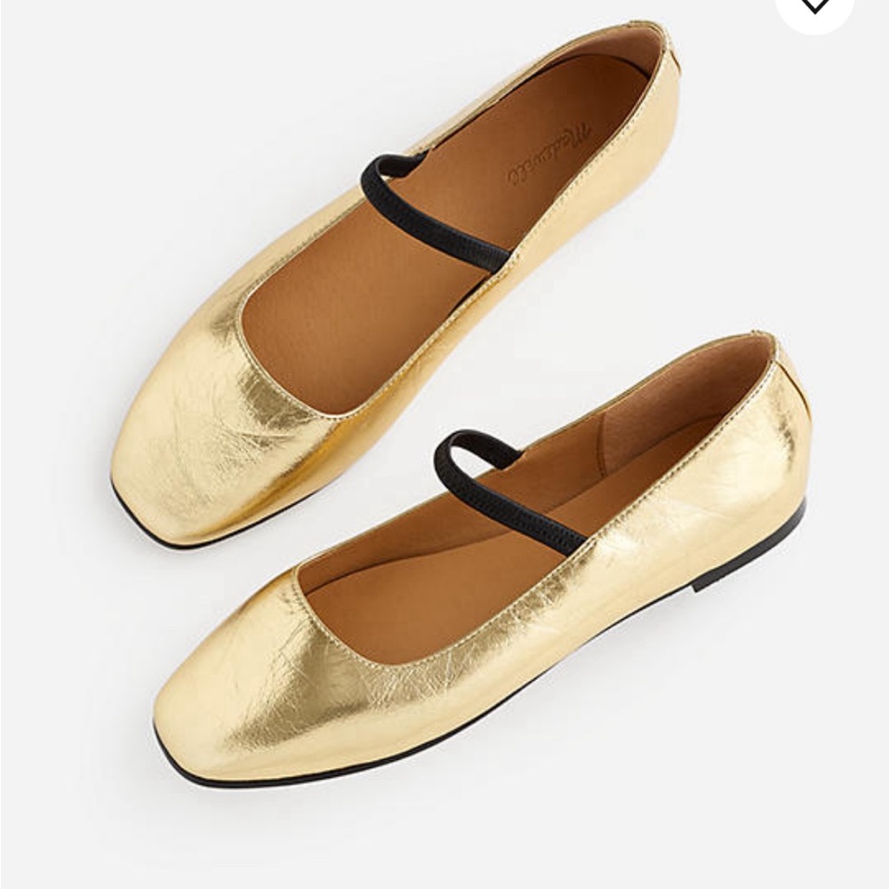 Madewell Greta Ballet Flat in Gold Metallic Mary Jane size 8